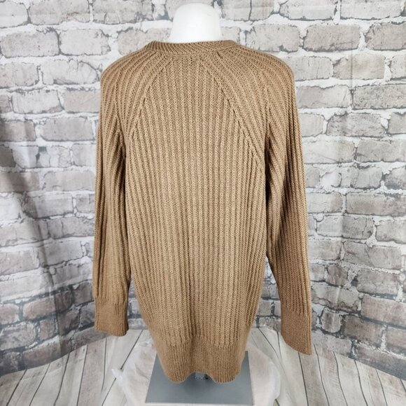 Banana Republic Deep V Neck Textured Pullover Wool Alpaca Sweater Camel Small - Picture 9 of 12